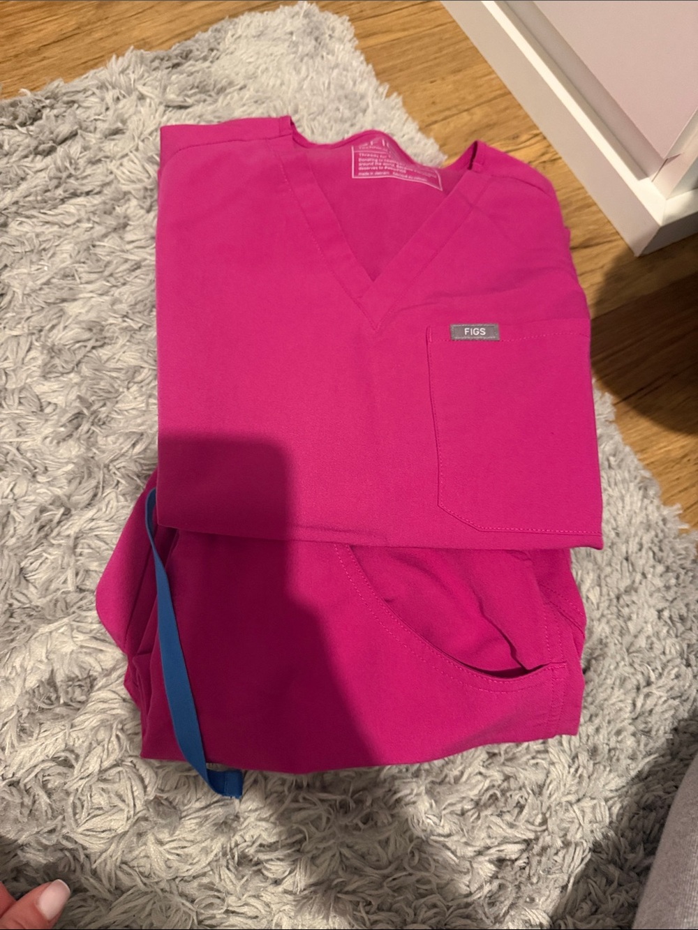 Figs hot Pink scrub Set with V-Neck Top and Pants